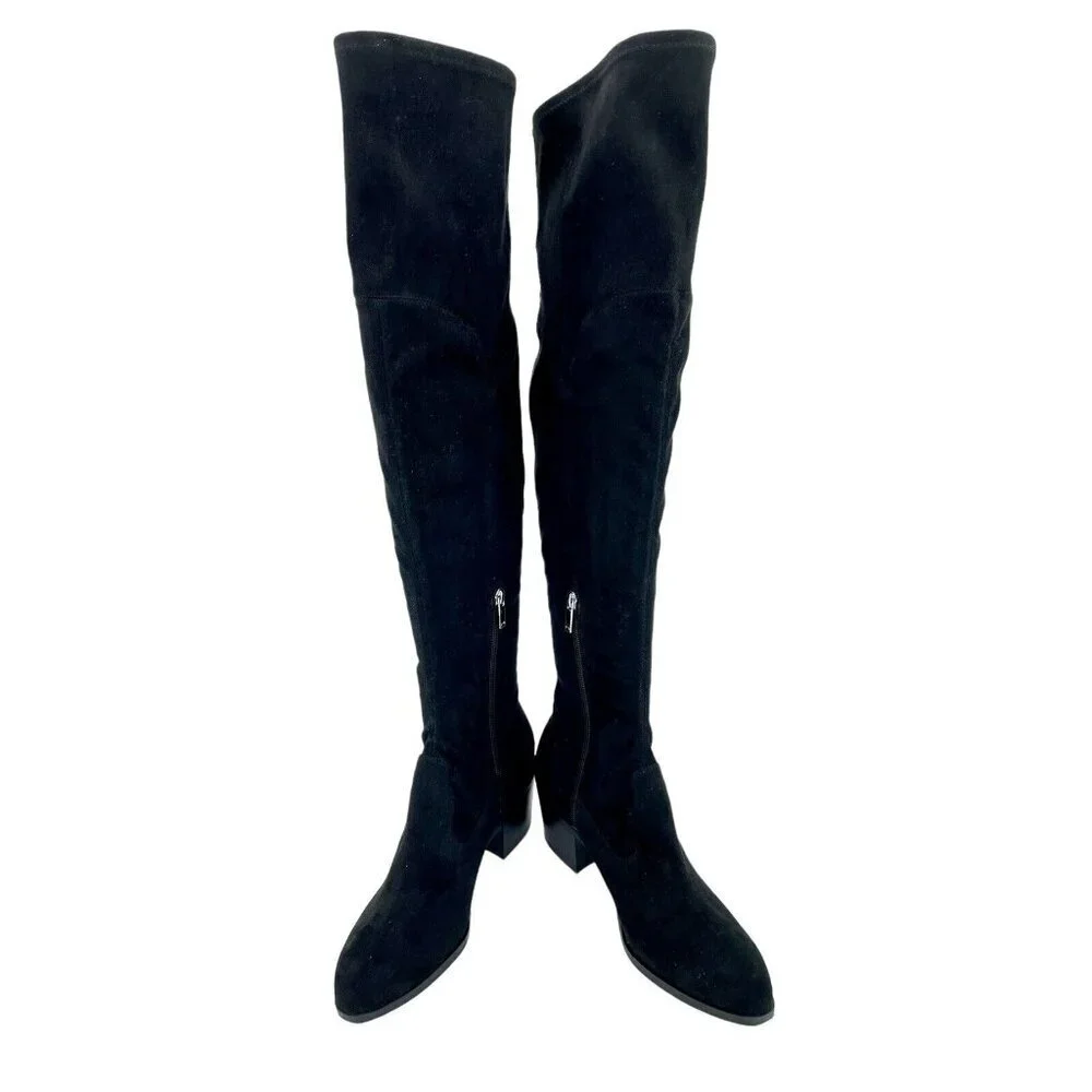 Marc Fisher Black Fabric Faux Suede Knee High Boots SZ 8.5 New $249